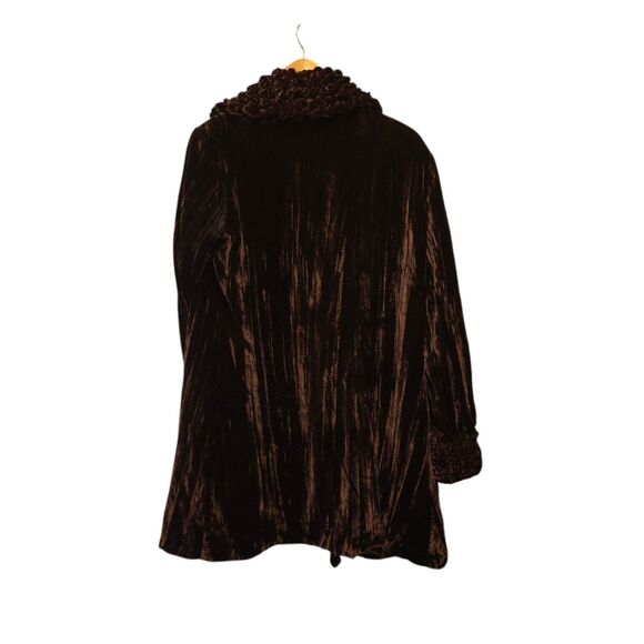 Vintage CUPCAKE Crushed Velvet Jacket Coat Open Front Ruched Accents Plum Purple - Picture 6 of 6